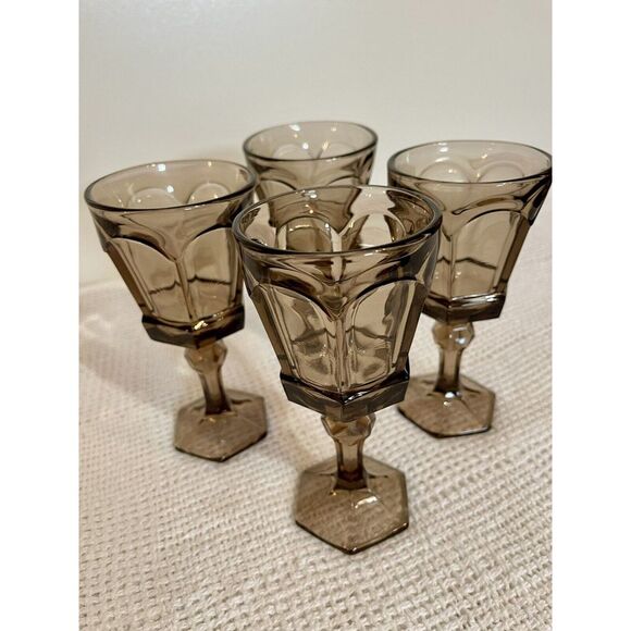 Other - Fostoria Virginia Brown Tawny 6" Wine Water Glass Set of 4 Vintage